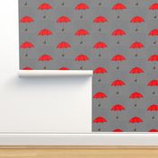 Umbrellas and Raindrops-Red