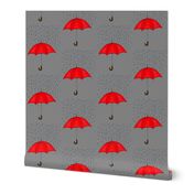 Umbrellas and Raindrops-Red