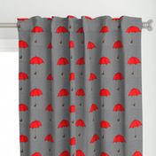 Umbrellas and Raindrops-Red