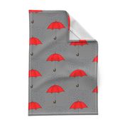 Umbrellas and Raindrops-Red