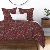 maxiflora ditsy floral in chocolate fondant brown, orchid and cerise red