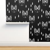 Geometric Fox Head - Black and White by Andrea Lauren