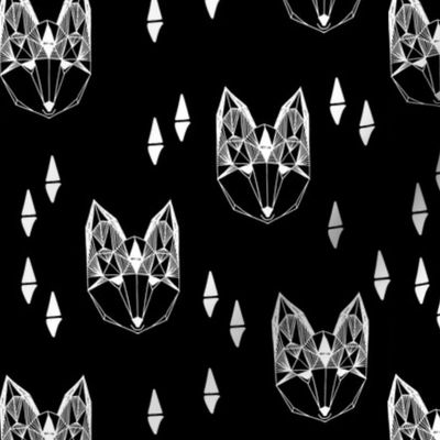 Geometric Fox Head - Black and White by Andrea Lauren