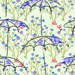 Umbrellas in a meadow - spring