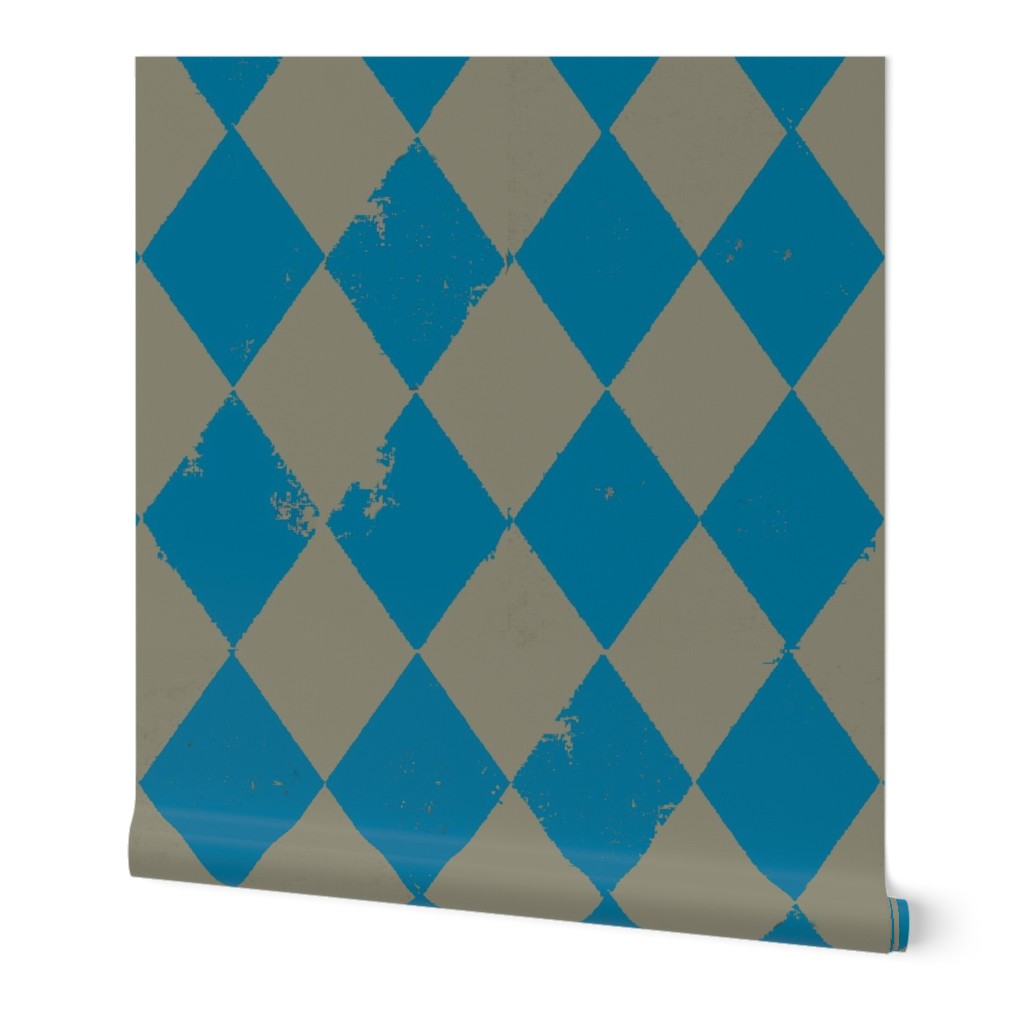 Desert Taupe & Seaport Blue Harlequin Diamond