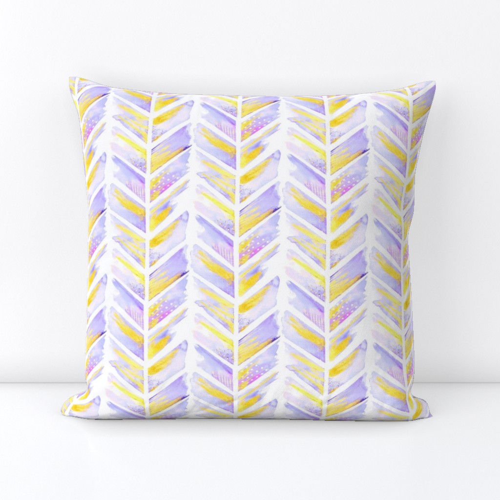 Watercolor Feather Chevron in Purple