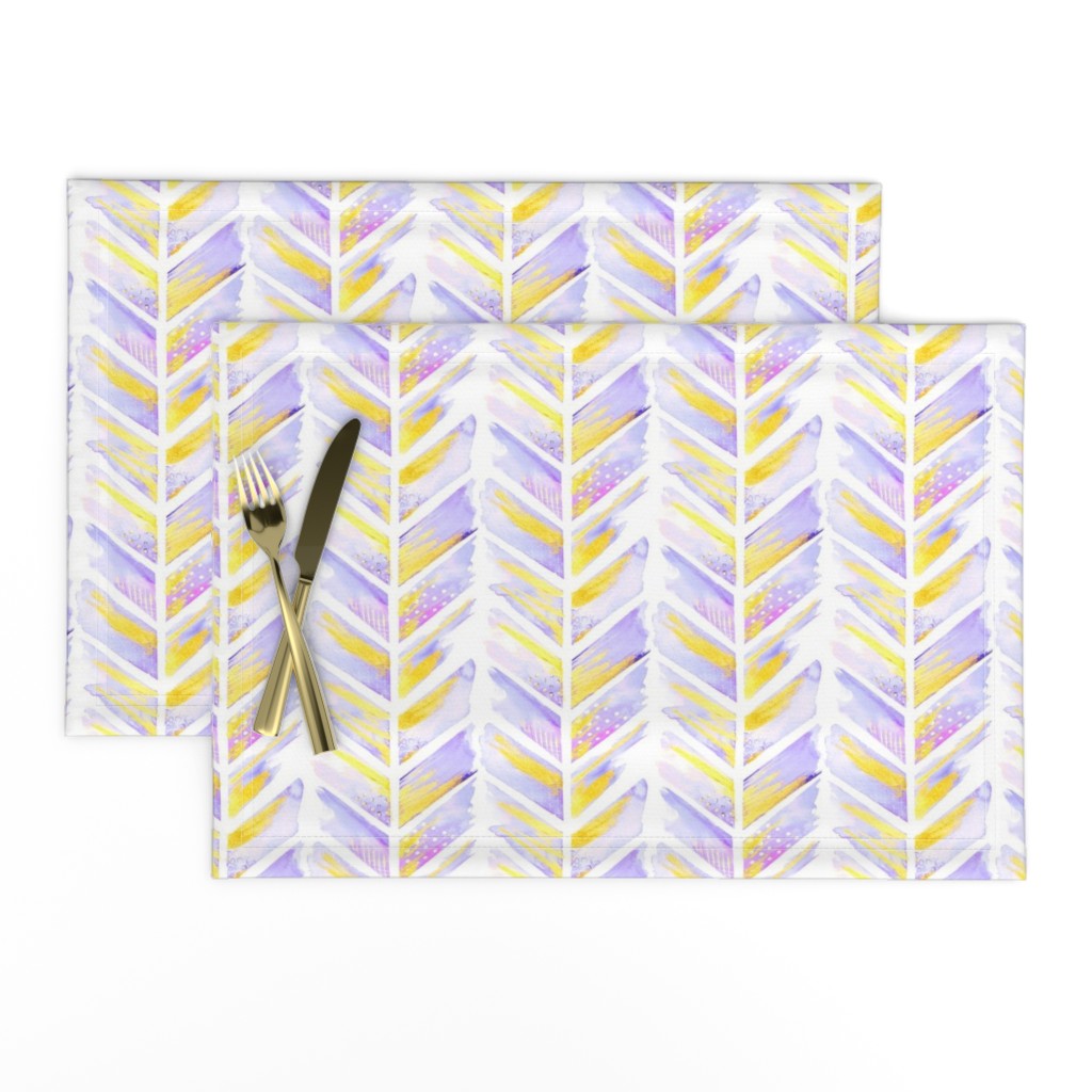 Watercolor Feather Chevron in Purple