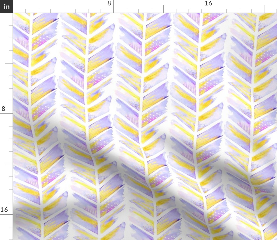 Watercolor Feather Chevron in Purple