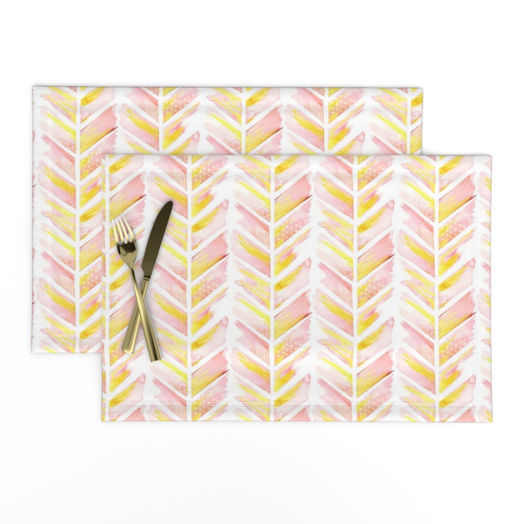 Watercolor Feather Chevron in Blush Pink