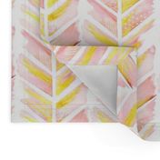 Watercolor Feather Chevron in Blush Pink
