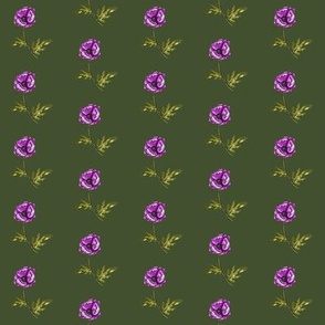 Poppy Purple on Olive Green