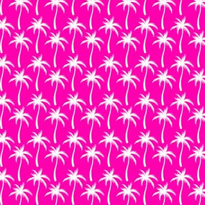 Palm Trees White On Pink #2
