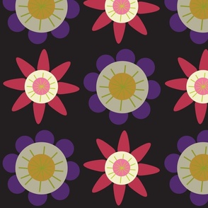 floral pattern in burgundy and purple
