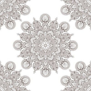 fortune mandala taupe #8f837f white ground