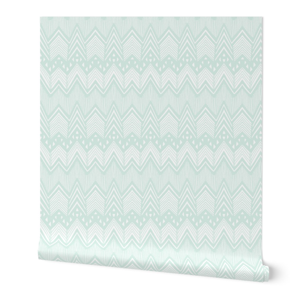 Hand Drawn Chevron - Mint 