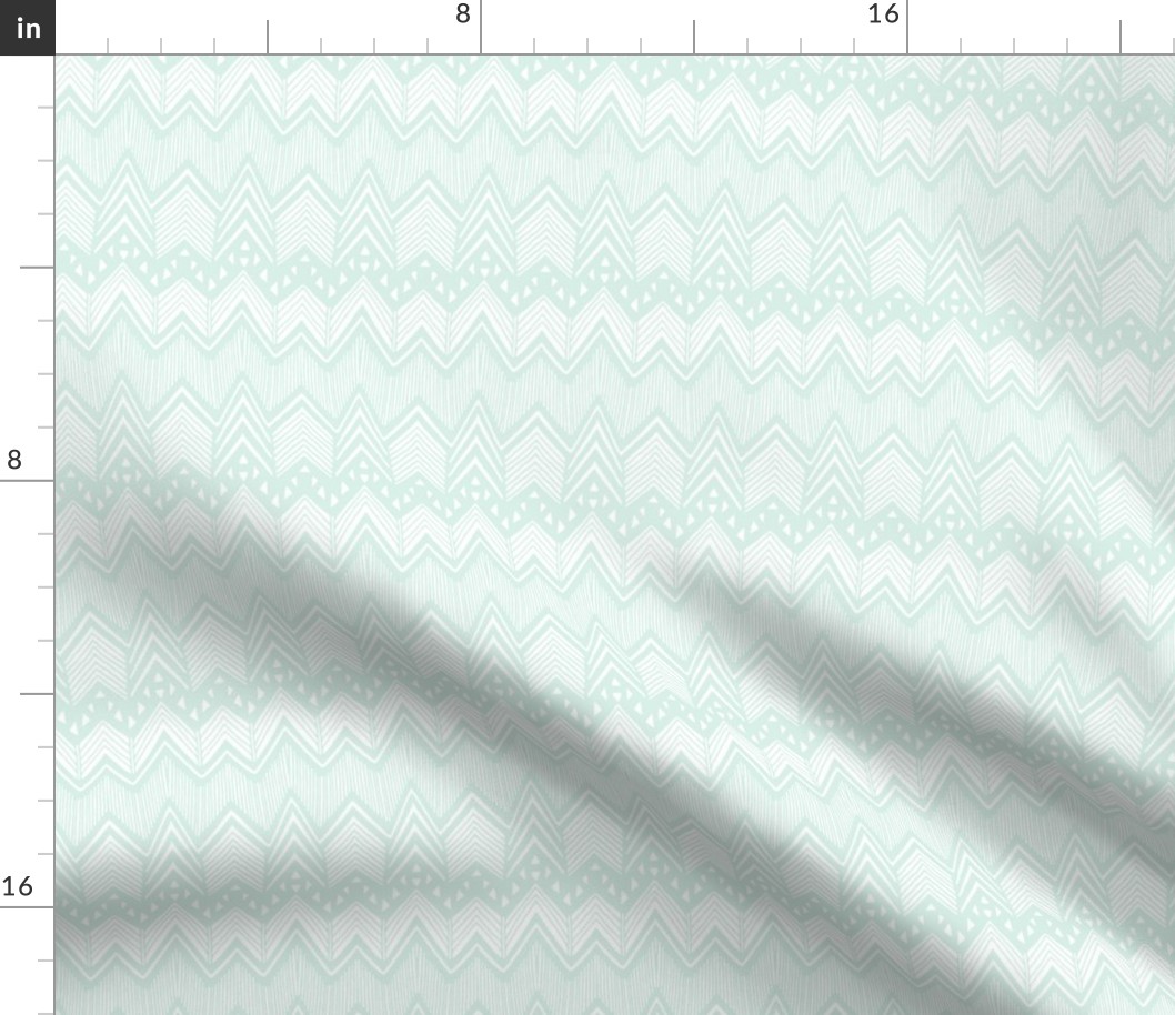 Hand Drawn Chevron - Mint 