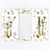 Antique Wildflowers on White // large