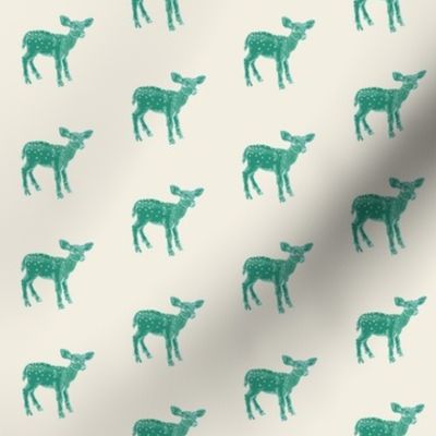 Dear Deer in Green on Cream