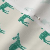 Dear Deer in Green on Cream