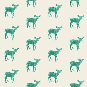 Dear Deer in Green on Cream