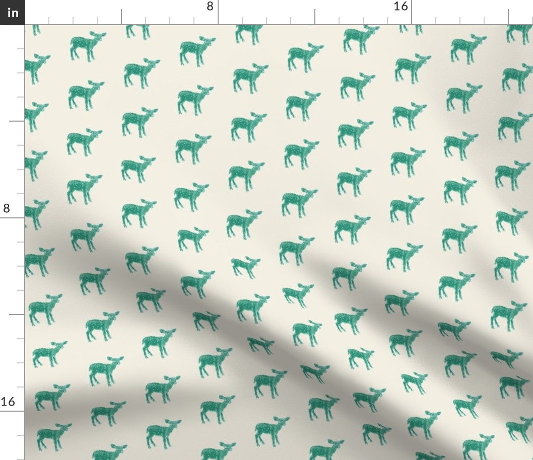 Dear Deer in Green on Cream