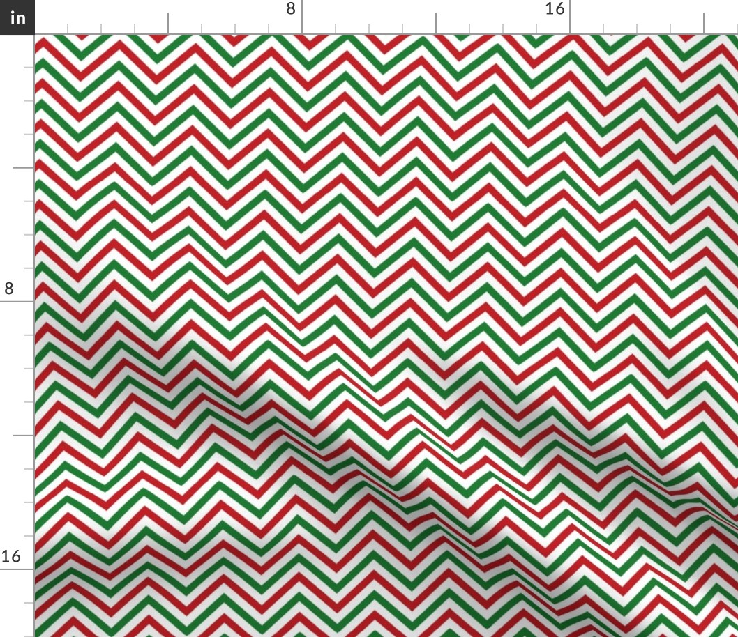 Thin Chevrons - Red and Green on White