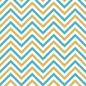 Thin Chevrons - Blue and Gold on White