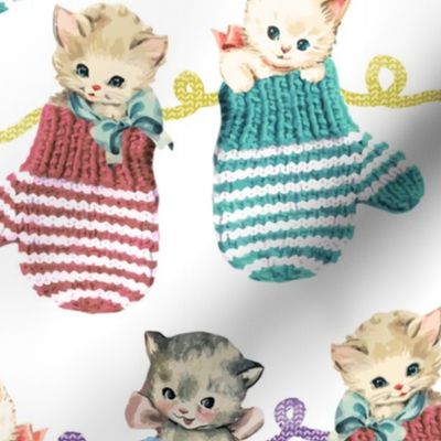 Vintage Kittens in Mittens