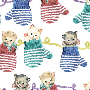Vintage Kittens in Mittens