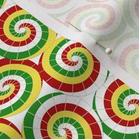 Red, White, Yellow, and Green Parasols