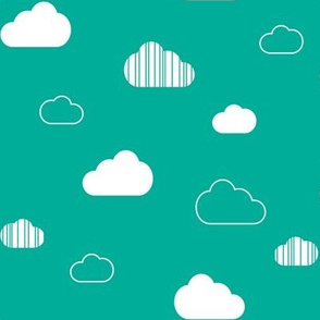 Clouds - White on Teal
