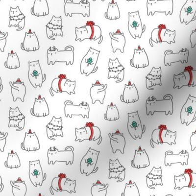 Fat Christmas cats. Holiday pattern