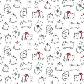 Fat Christmas cats. Holiday pattern