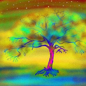 LUMINESCENT TREE SUNNY NIGHT PILLOW PANEL YELLOW SUMMER PSMGE