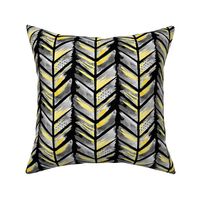 Watercolor Feather Chevron in Black and Gold