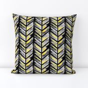 Watercolor Feather Chevron in Black and Gold