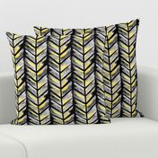 Watercolor Feather Chevron in Black and Gold