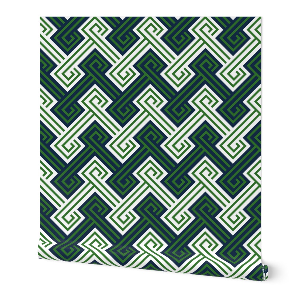 Athena Greek Key in Preppy Navy and Green