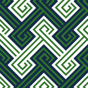 Athena Greek Key in Preppy Navy and Green