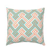 Athena Greek Key in Turquoise and Tangerine