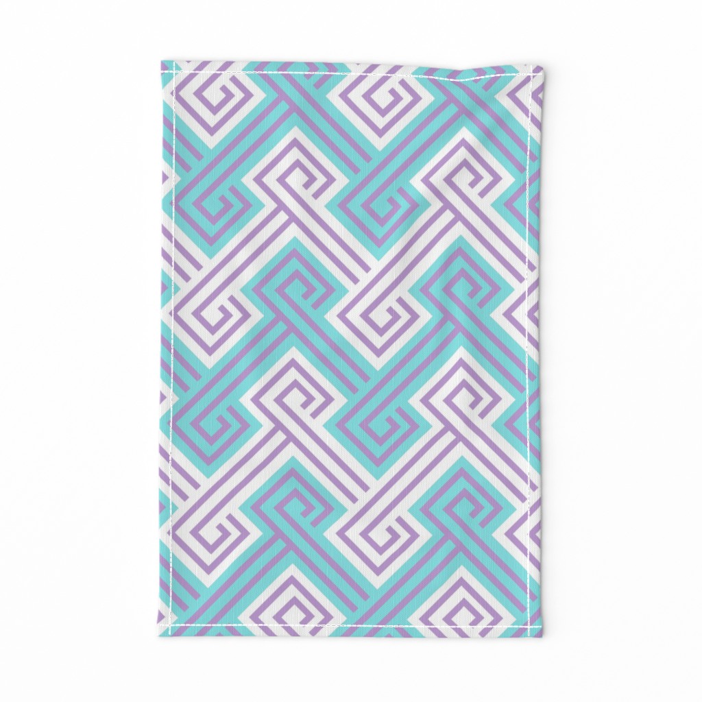 Athena Greek Key in Aqua and Purple