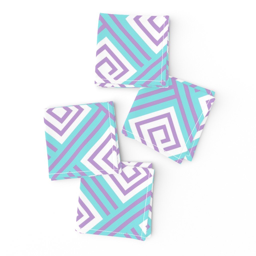 Athena Greek Key in Aqua and Purple