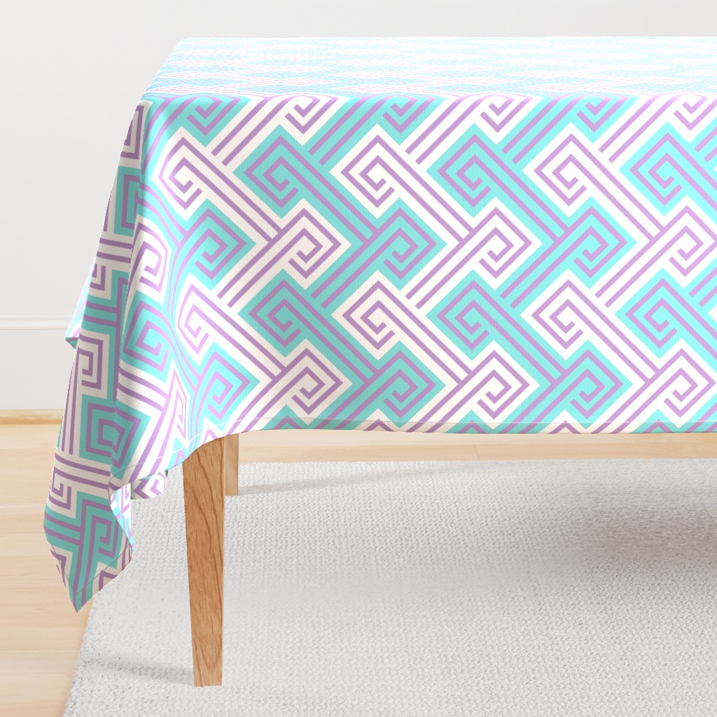 Athena Greek Key in Aqua and Purple