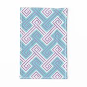 Athena Greek Key in Aqua and Purple