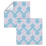 Athena Greek Key in Aqua and Purple