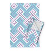 Athena Greek Key in Aqua and Purple