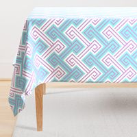 Athena Greek Key in Aqua and Purple