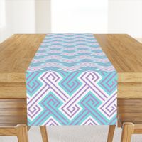 Athena Greek Key in Aqua and Purple