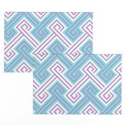 Athena Greek Key in Aqua and Purple