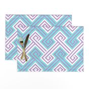 Athena Greek Key in Aqua and Purple